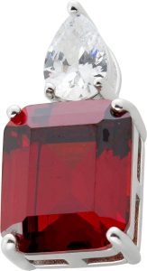 Anhänger Silber 925 Granat und Diamant Synthesen Edelstein Look