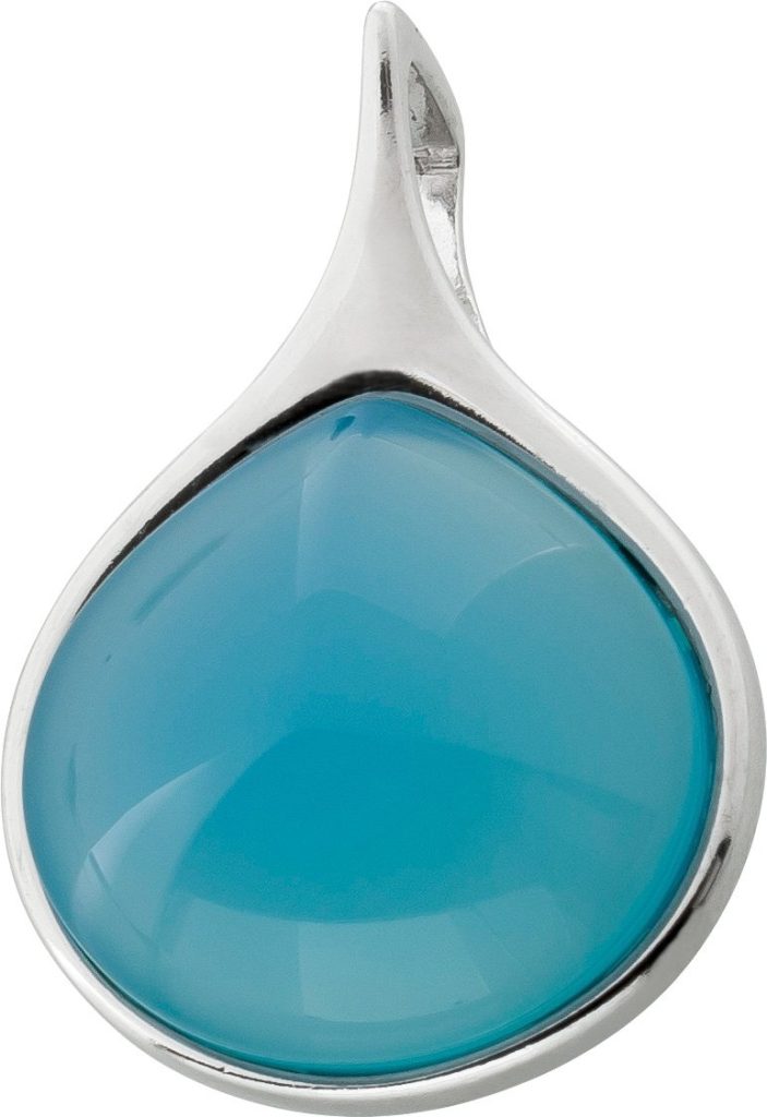 Achat Anhänger Sterling Silber 925 hellblauer Edelstein 15mm