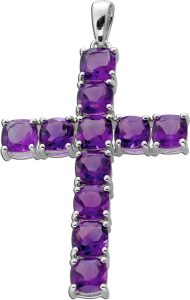 Kreuz Anhänger Silber 925 nat. Amethyst Edelsteine 7.15ct