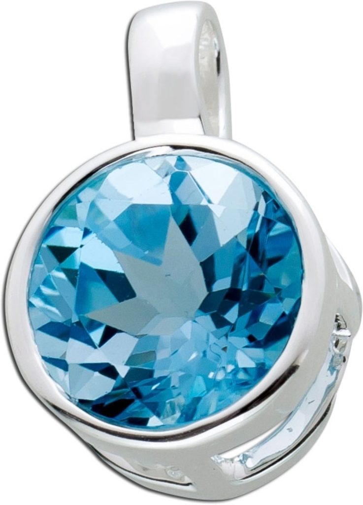 Blautopas Anhänger Sterling Silber 925 wasserblauer Edelstein