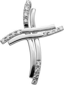 Kreuzanhänger Silber 925 rhodiniert weiße Zirkonia