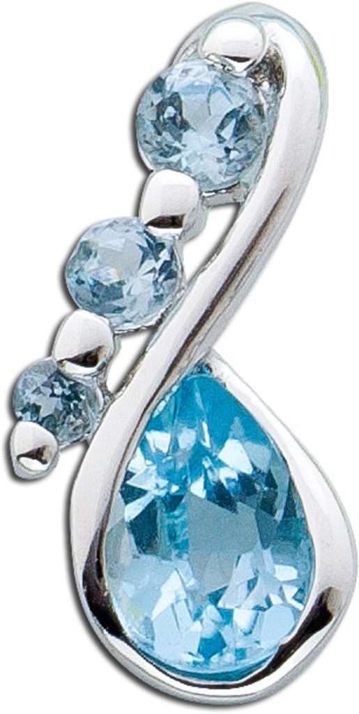 Blautopas Anhänger Sterling Silber 925 wasserblauer Edelstein
