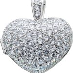 Anhänger Herz Medaillon Sterling silber 925 weisse Zirkonia