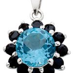 Saphir Anhänger Silber 925 blauer Blautopas nachtblaue Edelsteine