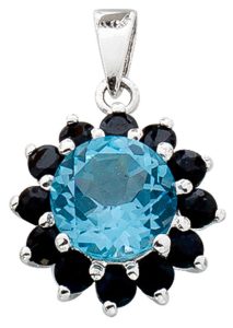Saphir Anhänger Silber 925 blauer Blautopas nachtblaue Edelsteine
