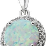 Anhänger Silber 925 synthetischer Opal weiss Zirkonia
