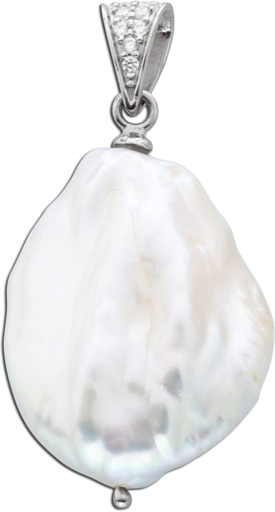 Anhänger Silber 925 weiße Barock Perle weiße Zirkonia