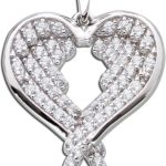 Flügel Herz Anhänger Silber 925 weisse Zirkonia