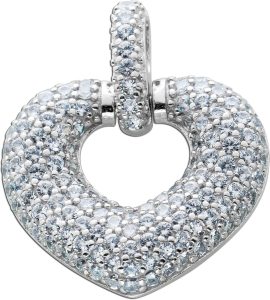 Herz Anhänger Silber 925 weißen Zirkonia Steinen
