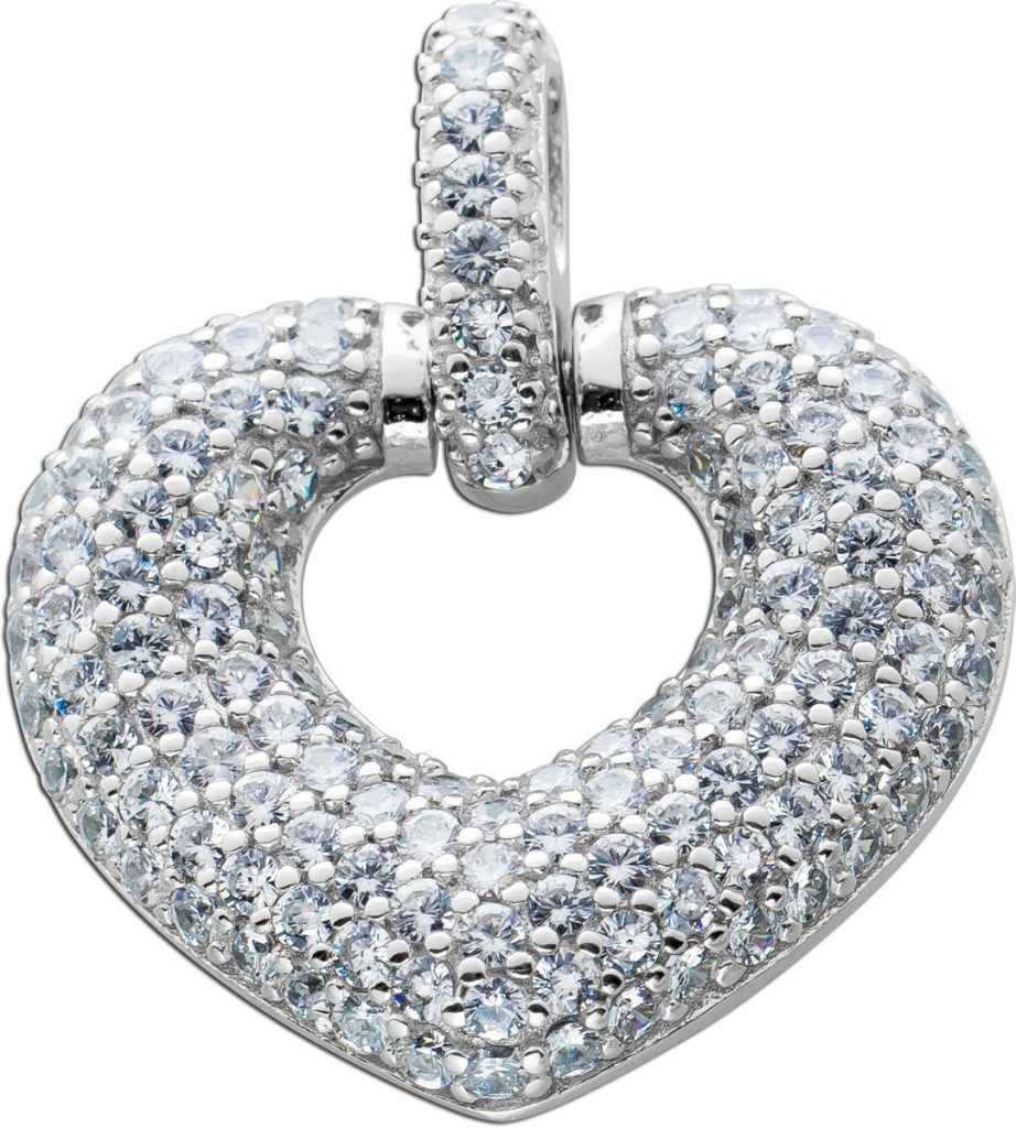 Herz Anhänger Silber 925 weißen Zirkonia Steinen