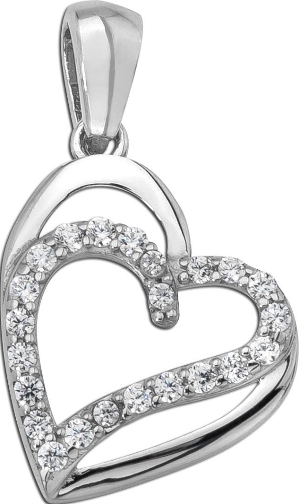 Herz Anhänger Silber 925 Weiße Zirkonia Brillantlook