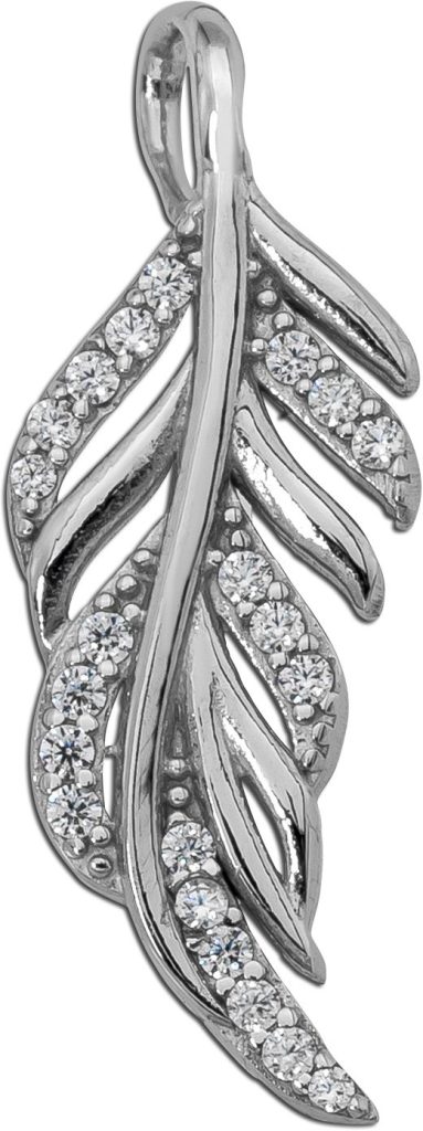 Feder Anhänger Silber 925 weiße Zirkonia Brillantlook