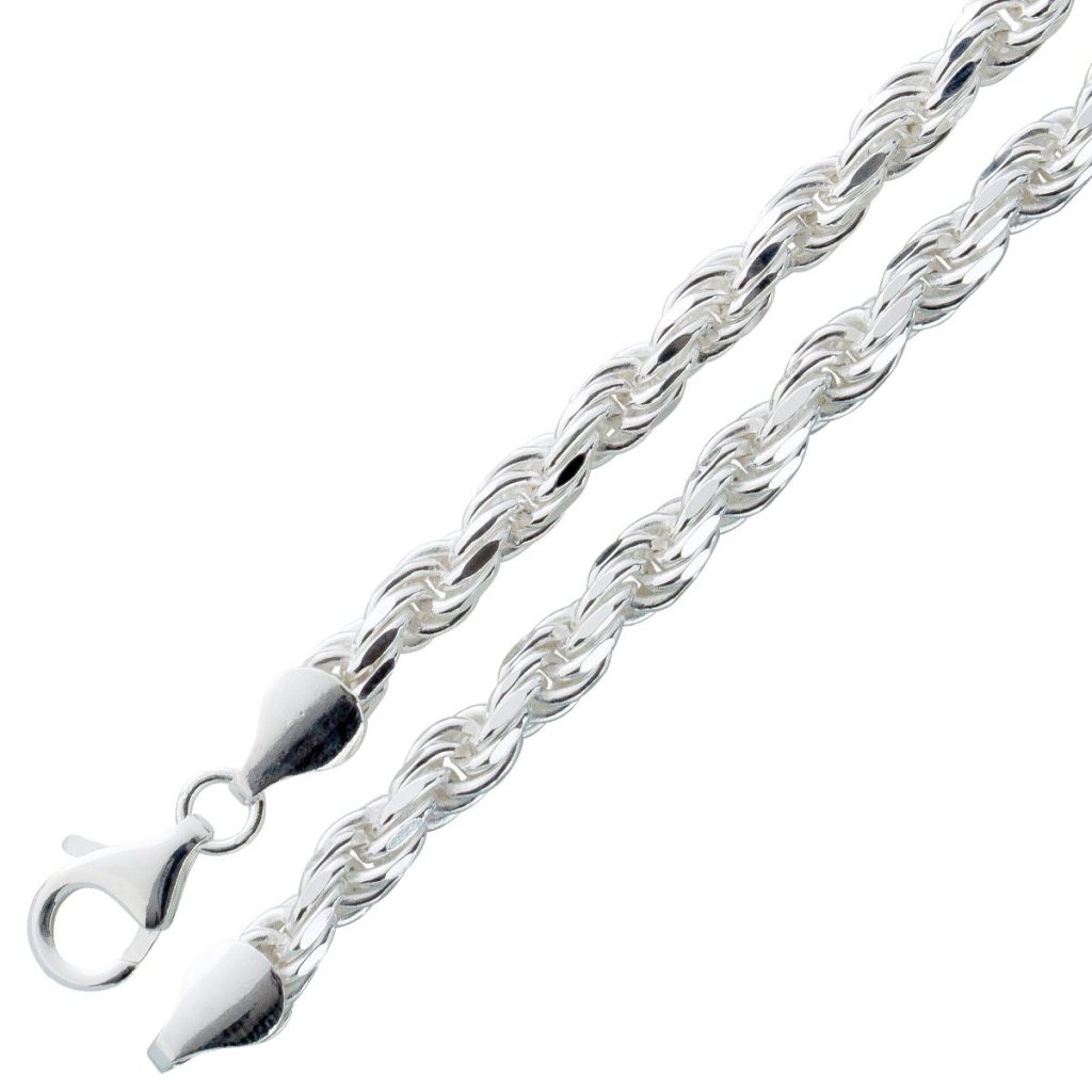 Kordelkette 4,3mm Silberarmband Sterling Silber 925 massiv