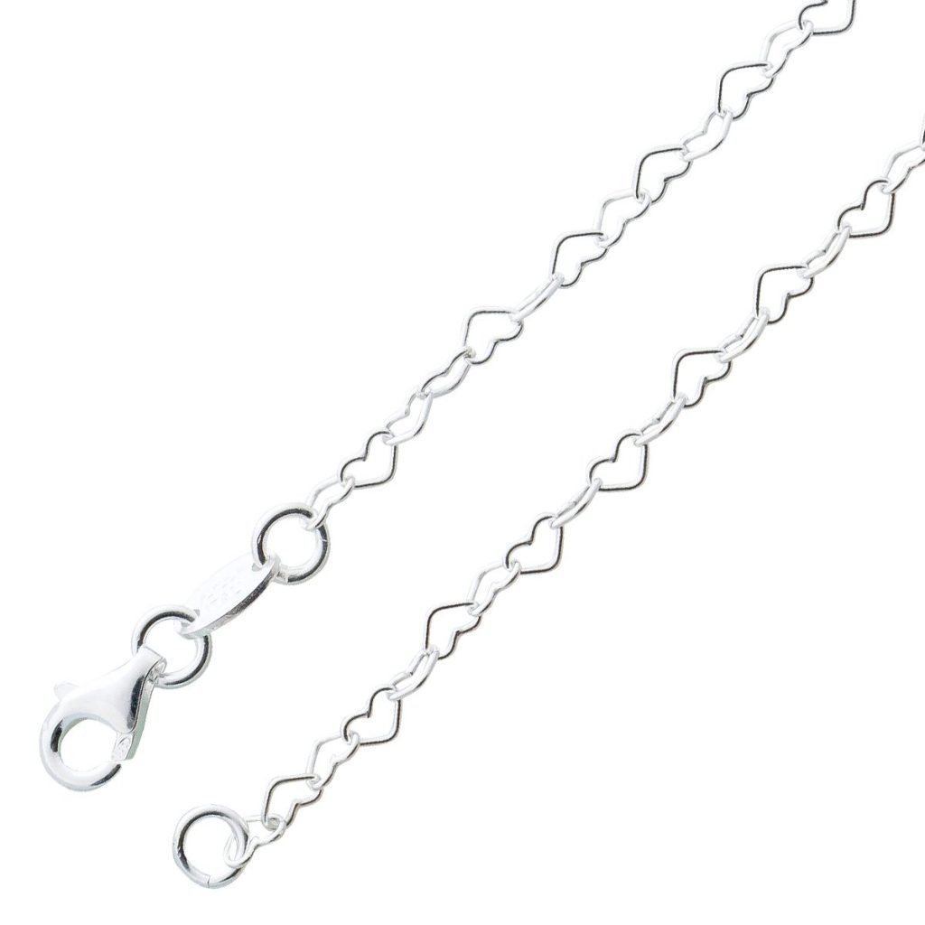 Herzkette 2,5mm Armband Sterling Silber 925