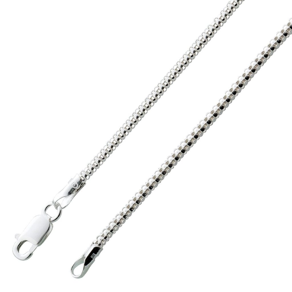 Popcornkette 1,8mm Armband Silber 925 massiv