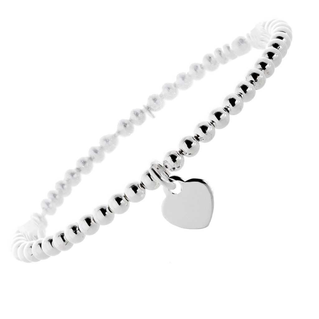 Gravurarmband Silber 925 Herz Anhänger dehnbar