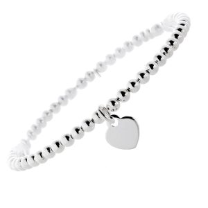 Gravurarmband Silber 925 Herz Anhänger dehnbar