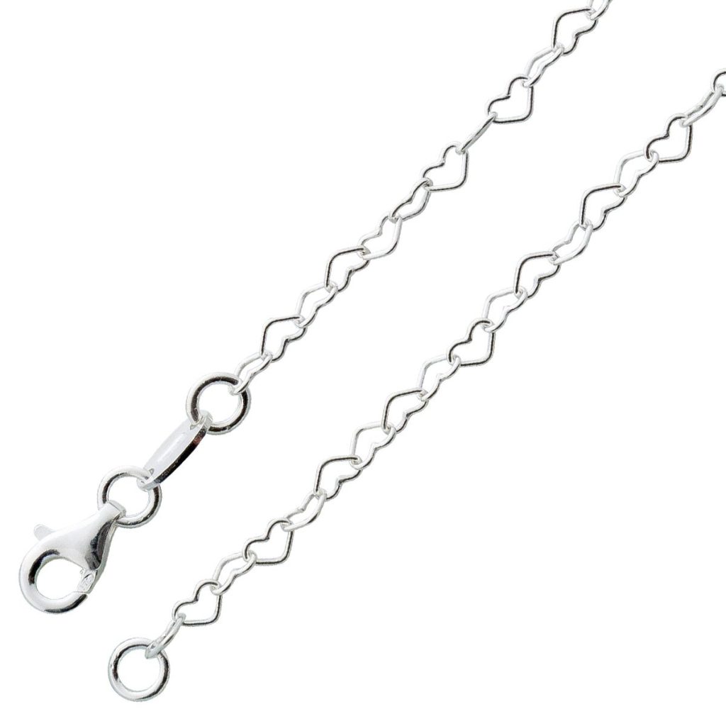 Herzkette 2,6mm Herzarmband Silber 925 rhodiniert