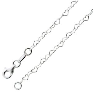Herzkette 2,6mm Herzarmband Silber 925 rhodiniert