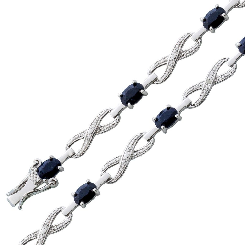 Saphir Armband Infinity Silber 925 nachtblaue Edelsteine
