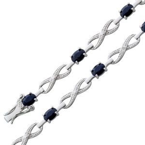Saphir Armband Infinity Silber 925 nachtblaue Edelsteine
