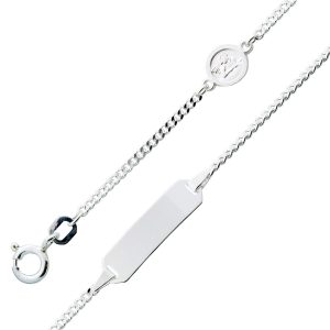 Gravur Kinder ID Armband Sterling Silber 925 Engelsanhänger
