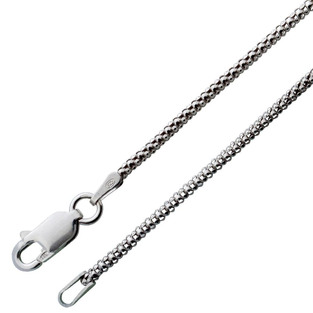 Popkornkette 1,5mm Silber 925 rhodiniert