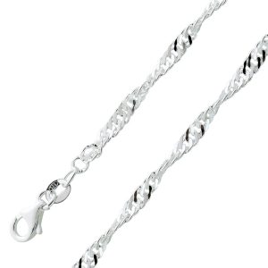 Singapur Kette 2,7mm Armband Sterling Silber 925 rhodiniert