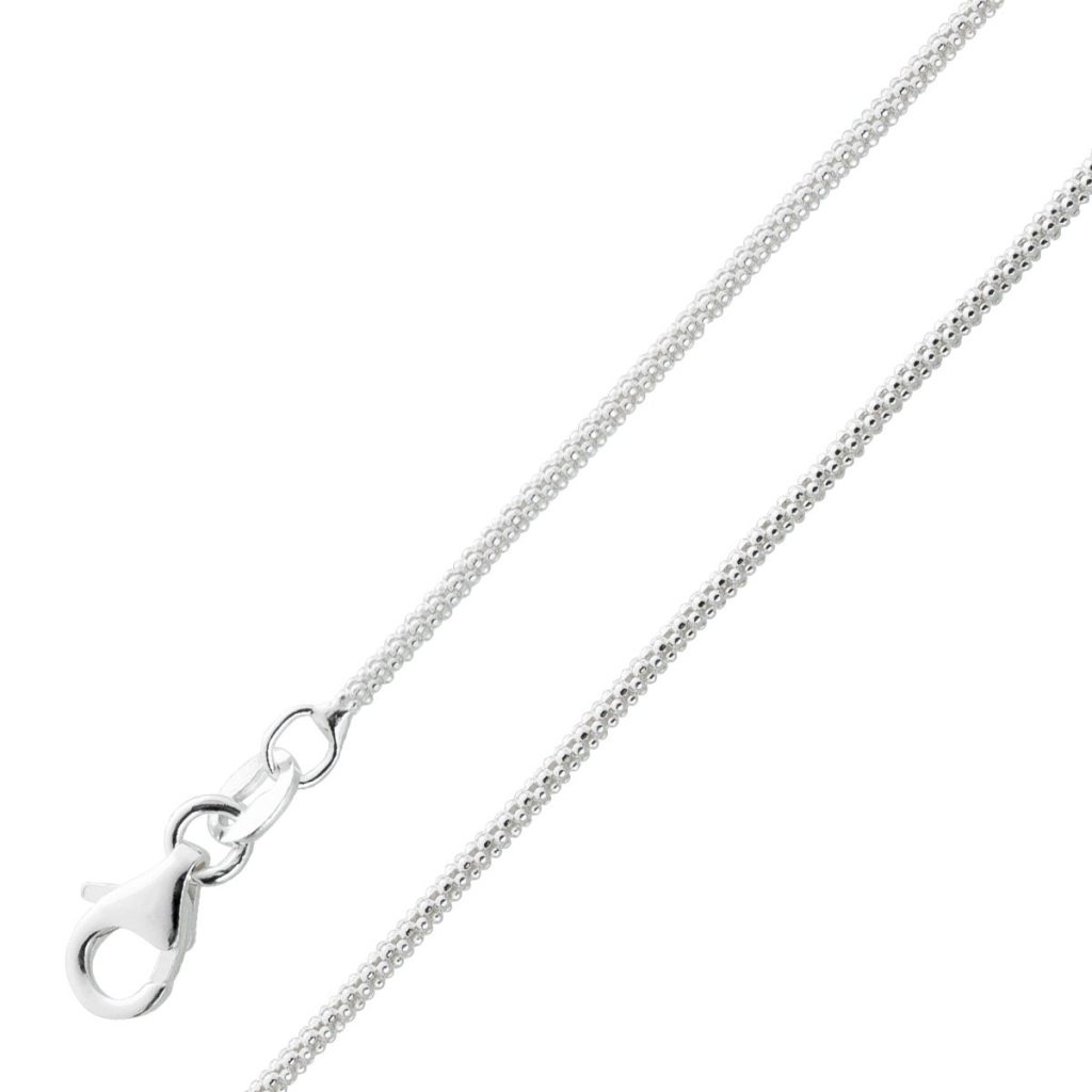 Popkorn Halskette 1,1mm Armband Silber 925 rhodiniert