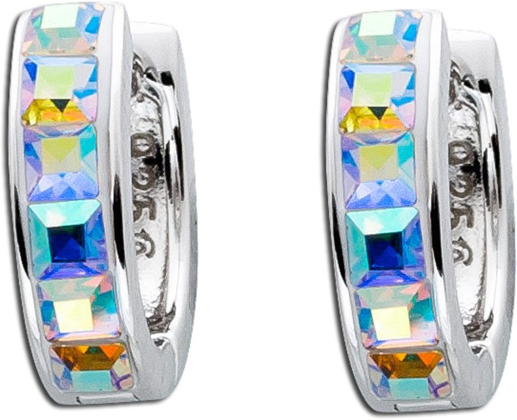 Creolen Silber 925 fluoreszierende Zirkonia Steine