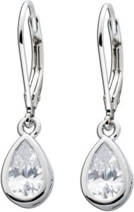 Ohrringe Silber 925 weisse Tropfen Zirkonia Steine