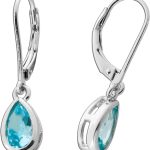 Blautopas Ohrhänger Silber 925 wasserblauer synthetischer Stein