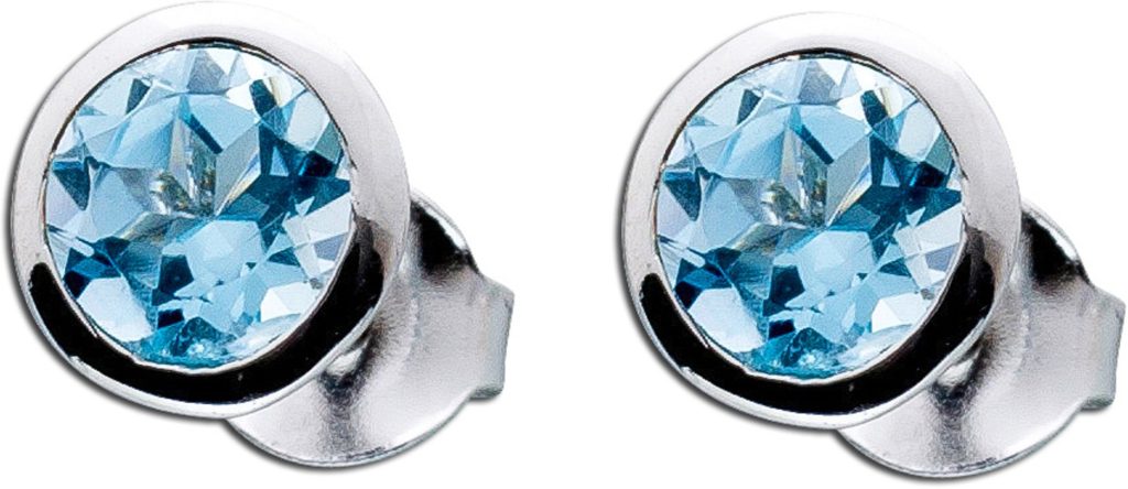 Blautopas Ohrringe Sterling Silber 925 blaue Natur Edelsteine