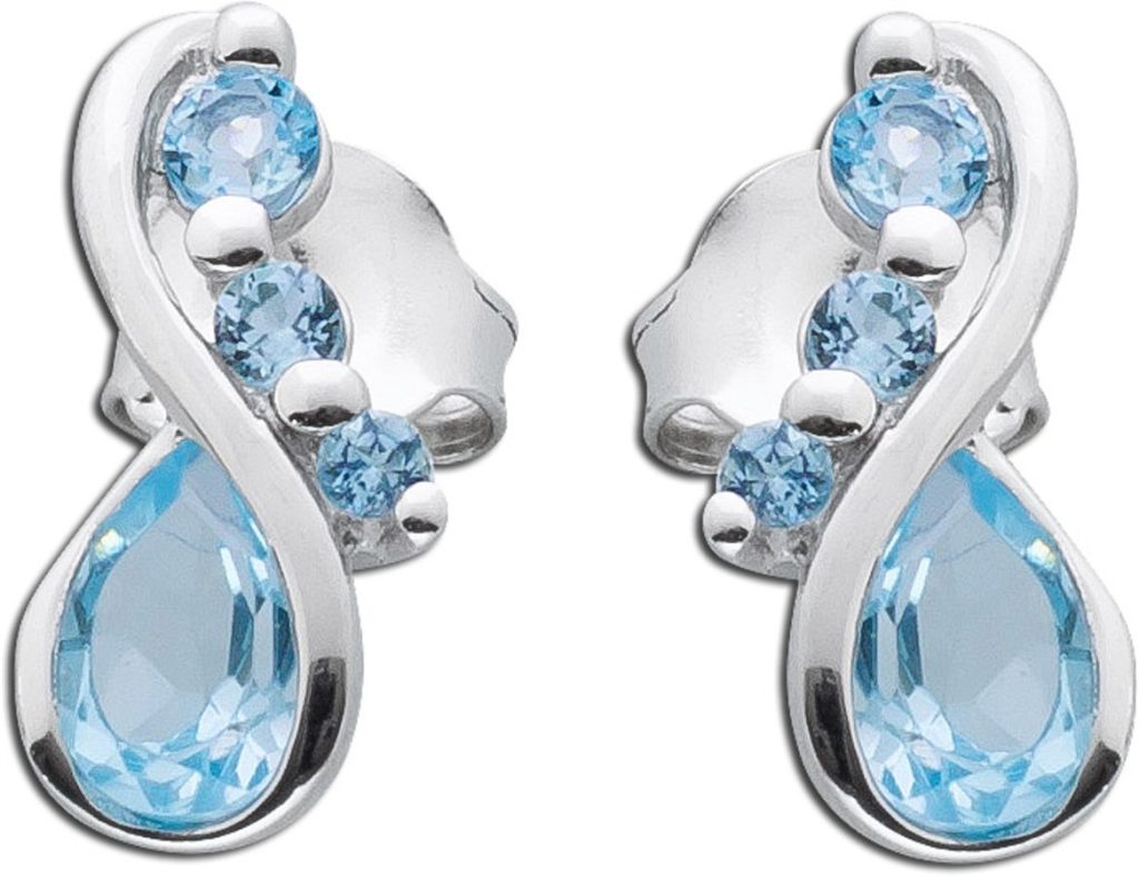 Blautopas Ohrstecker Sterling Silber 925 Natur Edelsteine