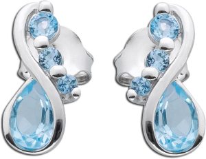 Blautopas Ohrstecker Sterling Silber 925 Natur Edelsteine