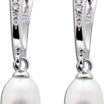 Perlen Ohrringe Silber 925 Süsswasserzuchtperlen 7.0mm weisse Zirkonia