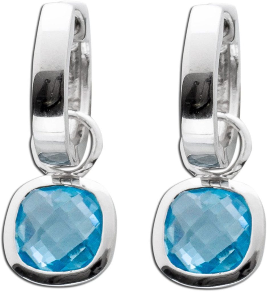 Blautopas Ohrringe Silber 925 wasserblaue Natur Edelsteine