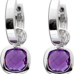 Amethyst Ohrhänger Creolen Silber 925 lila Natur Edelsteine