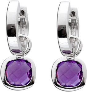 Amethyst Ohrhänger Creolen Silber 925 lila Natur Edelsteine