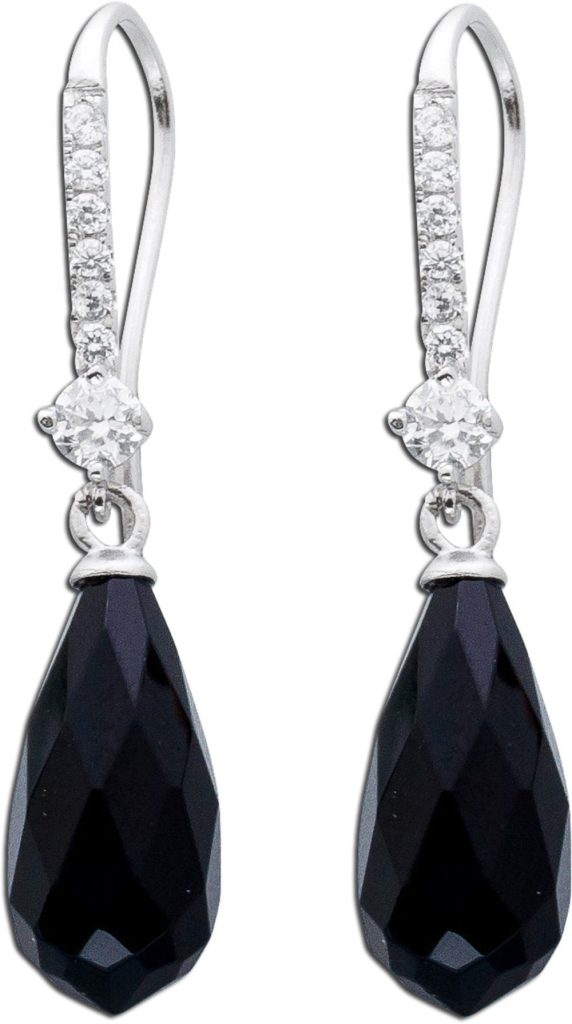 Onyx Ohrhänger Sterling 925 Natur Edelsteine weisse Zirkonia