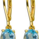 Blautopas Ohrhänger Silber vergoldet Natur Edelsteine