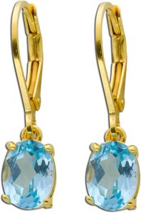 Blautopas Ohrhänger Silber vergoldet Natur Edelsteine