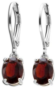 Granat Ohrringe Silber 925 weinrote Natur Edelsteine