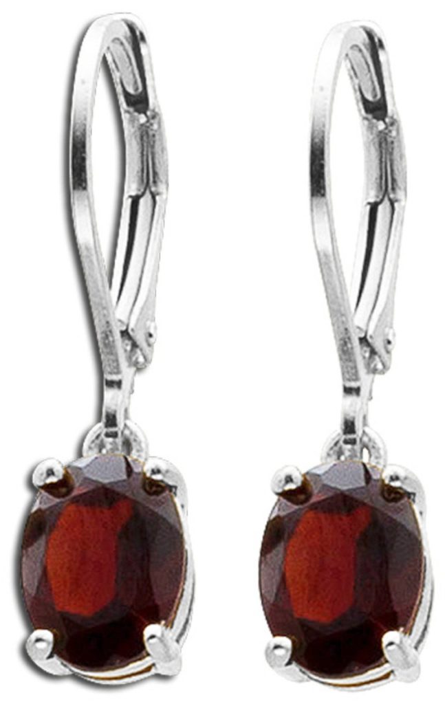 Granat Ohrringe Silber 925 weinrote Natur Edelsteine