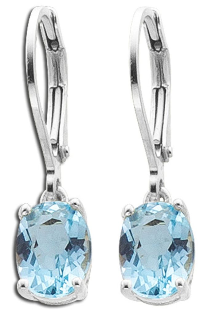 Blautopas Ohrhänger Silber 925 hellblaue Natur Edelsteine