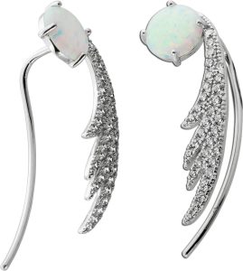 Opal Ohrringe Silber 925 Natur Edelsteine Zirkonia