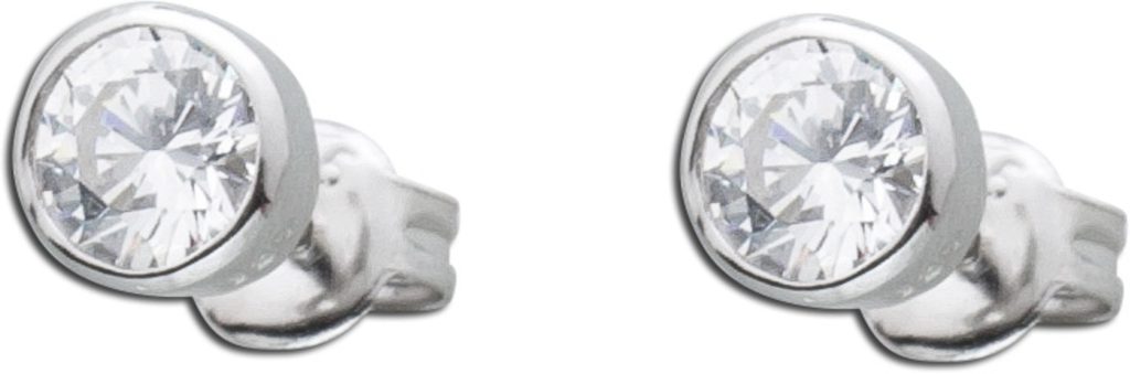 Solitär Ohrstecker Silber 925 weiße Zirkonia