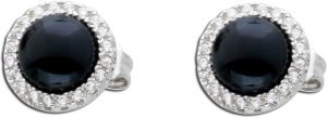 Onyx Ohrstecker Silber 925 Natur Edelsteine weiße Zirkonia