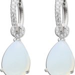 Creolen Silber 925 blau weißer synthetischer Mondstein weiße Zirkonia