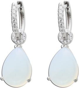 Creolen Silber 925 blau weißer synthetischer Mondstein weiße Zirkonia